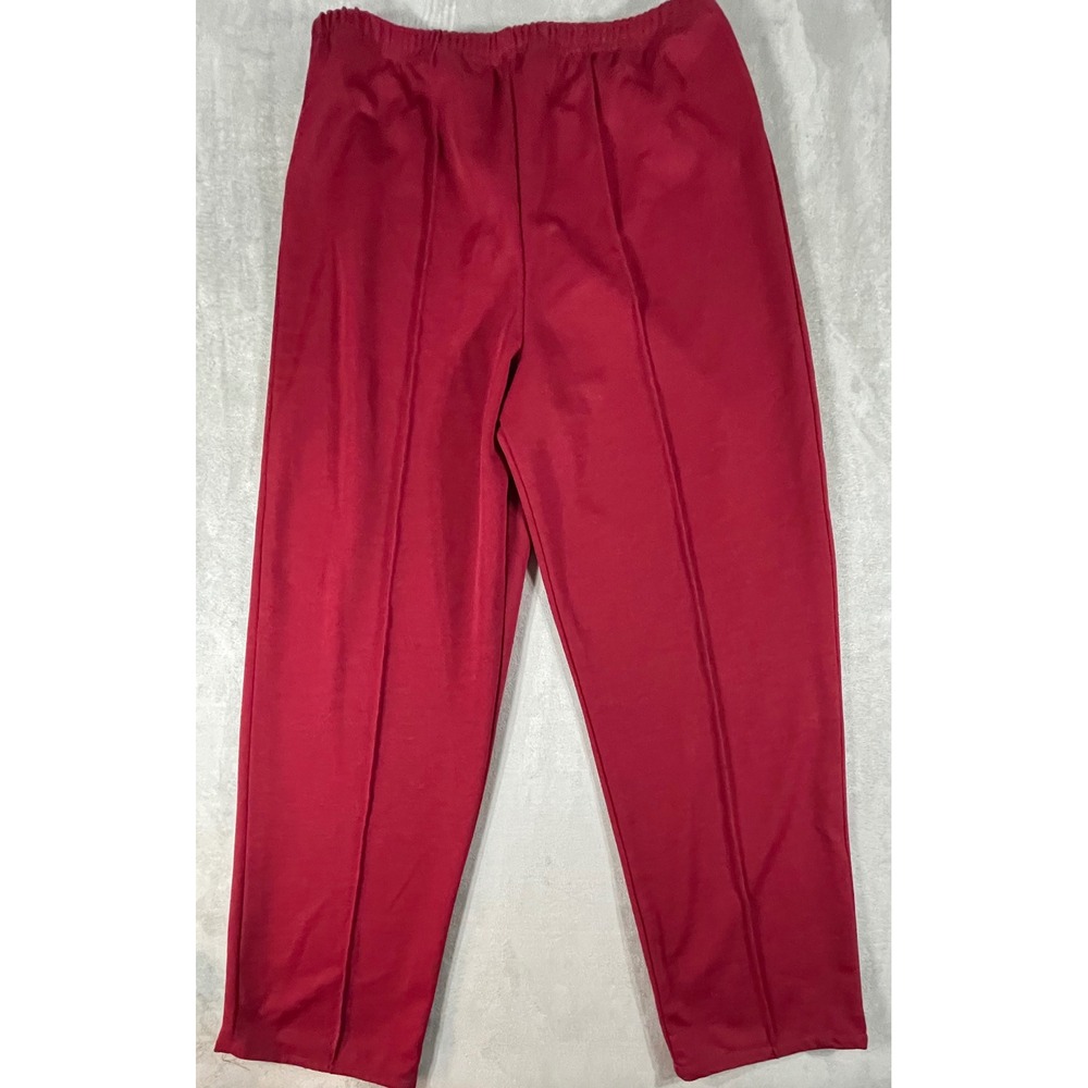Haband Pants Women Medium Burgundy Red Vintage Elastic Waist Stitched Crease